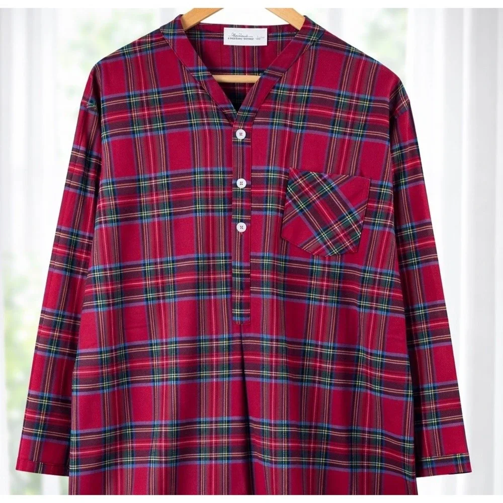 Vermont Country Store Size L Soft Cotton Flannel Nightgown Night Shirt Red Plaid